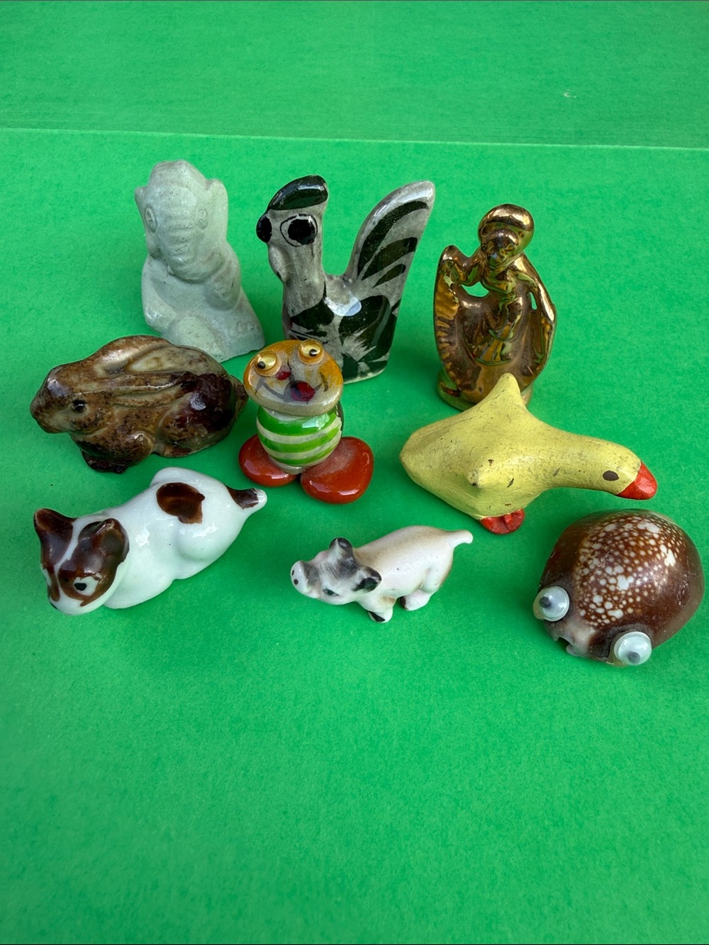 Assorted Ceramic, Shell, Marble & Pottery Miniature Animal Collection - 9